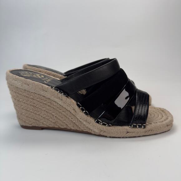 Vince Camuto Women's Wedge Heels Black Canvas Summer Size 9 - Picture 6 of 12